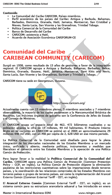 Comunidad del Caribe (CARICOM) Mercado y Economía Únicos del Caribe. CARIFORUM-Unión Europea...