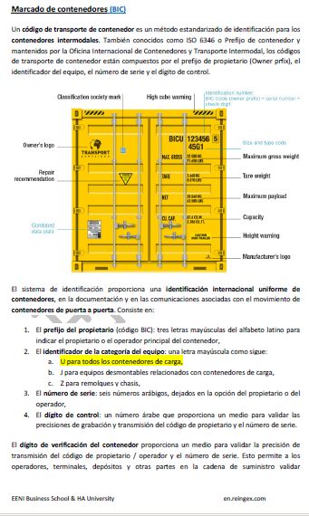 Contenedores y Transporte Internacional, Código BIC (Master Curso) Convenio seguridad de contenedores