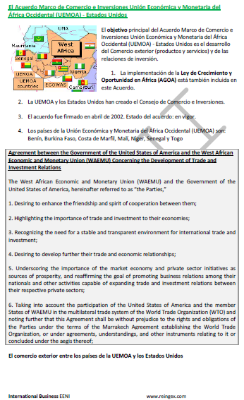 Acuerdo Comercial Estados Unidos-UEMOA (Unión Económica y Monetaria de África Occidental)