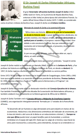 Joseph Ki-Zerbo (historiador católico burkinés) La historia de África subsahariana es la mas antigua y la más larga del mundo (Burkina Faso)