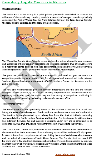 Curso transporte carretera: Corredores Logísticos Namibia