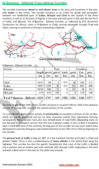 Corredor Yamena-Yibuti: Sudán, Etiopía, Nigeria, Yibuti y Chad. Curso transporte carretera