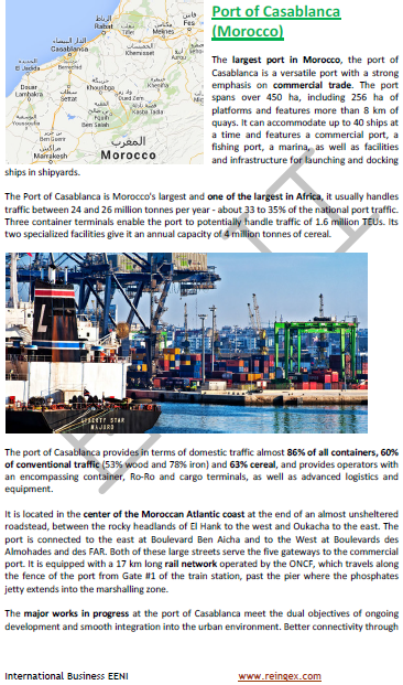 Puertos de Marruecos: Casablanca, Mohammedia. Zona Franca de Tánger. Curso transporte marítimo