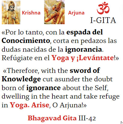 Conocimiento (Atman-Jnana) corta en pedazos la duda nacida de la ignorancia (Bhagavad Gita)