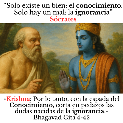 Sócrates y Sri Krishna: corta en pedazos la duda nacida de la ignorancia (Bhagavad Gita)