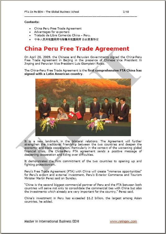 Cina-Perù Accordo di libero scambio