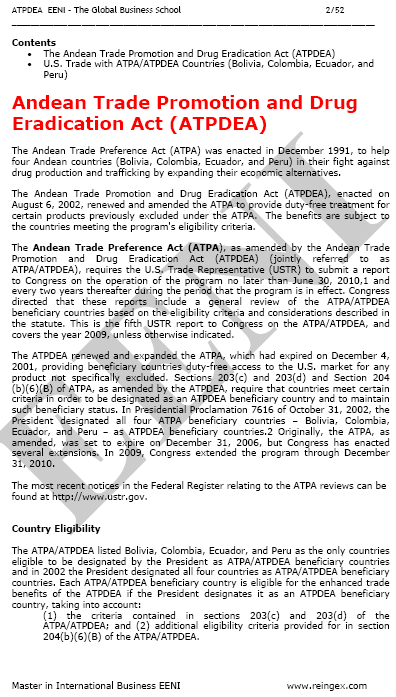 ATPDEA Comunidade Andina EUA